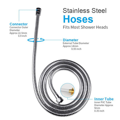 79 Inch Stainless Steel Shower Hose Replacement, Flexible and Durable Handheld Shower Head Hose with Brass Insert and Nut, Compatible with RV and Standard Showers
