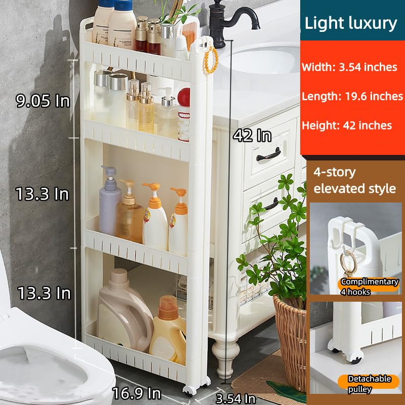Slim Storage Car Durable Slim Storage Cabinet with Wheels Narrow Shelf Rack for Kitchen,Bathroom,Study,Office,Etc (4 Tier elevated) - size: 4 Tier elevated