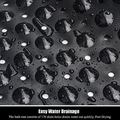 Bathtub and Shower Mats, 28 x 15 Inch Non-Slip Bath Mat, Machine Washable Bath Tub Mat with Suction Cups & Drain Holes for Bathroom, Beige - color: Black, size: 28" x 15" (Rectangular)