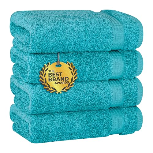 Cotton Paradise 100% Cotton Turkish Towel Set, Soft Absorbent Quick Dry, 4 Piece Hand Towel Set, Ocean Aqua - color: Ocean Aqua, size: 16"x28"