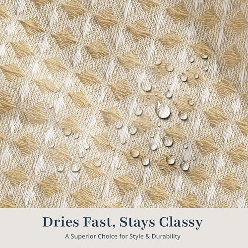 LANE LINEN Luxury Shower Curtain - 72 x 72 inches - Heavyweight Waffle Weave Fabric - Stable Hanging Design, Water Repellent & Quick Dry - Machine Washable & Header with Metal Grommets - Beige - color: 01: Waffle - Beige, size: 72"W x 72"L (Pack of 1)