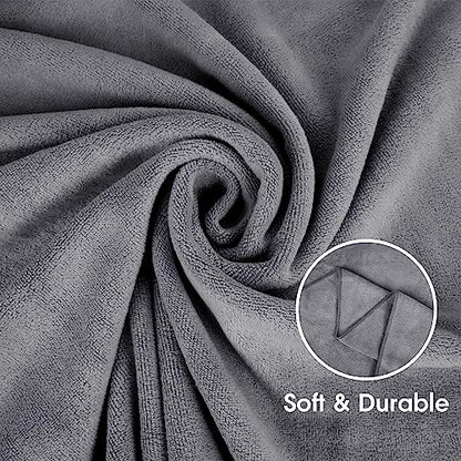 JML Microfiber Bath Towel 2 Pack(30" x 60"), Oversized Thick Towels, Soft, Super Absorbent and Fast Drying, No Fading Multipurpose Use for Sports, Travel, Fitness, Yoga, 30 in 60 in, Grey Count | Microfiber, Hanging Loop, Oversized, Soft & Absorbent, Fast
