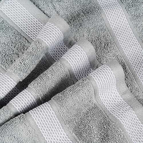CASA COPENHAGEN Solitaire Luxury Hotel & Spa Quality, 600 GSM Egyptian Cotton, 6 Piece Turkish Towel Set, includes 2 Bath Towels, 2 Hand Towels, 2 Washcloths, Grey Violet - color: Grey Violet (O), size: 6 Pcs Set