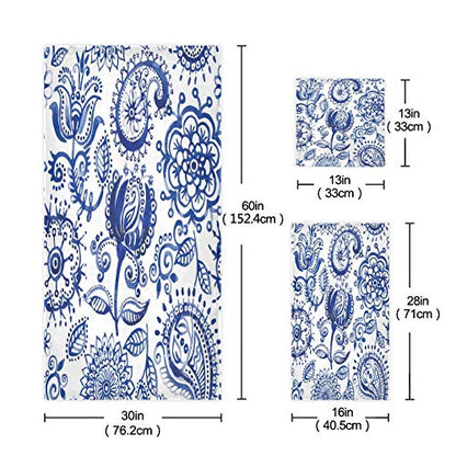 ALAZA Towels Set of 3 Blue Paisley Hand Towel Bath Towel Washcloth Soft Thin Face Guest Towel Kitchen Tea Dish Towels Bathroom Decorations Housewarming Gifts - color: Multi02