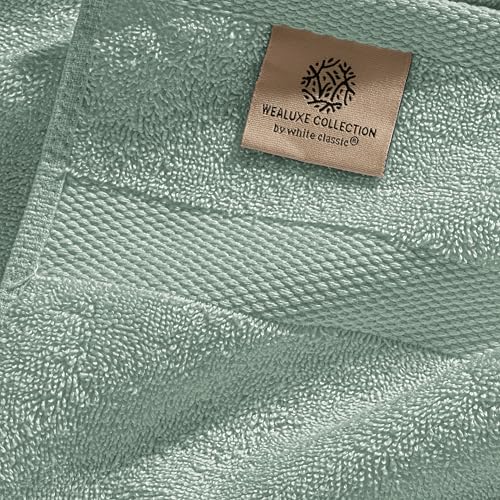 White Classic Mint Green Bath Towel Set of 6-100% Cotton Highly Absorbent Towels for Bathroom, 2 Luxury Bath Towels 650GSM, 2 Hand Towels, 2 Washcloths - color: Mint Green