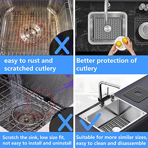 Sink Protectors for Kitchen Sink16.2"x 12.5"Center Silicone Sink Mat | Various sizes and styles,Protector for sinks and dish,Withstand to 500F,Food-grade silicone.Non-slip and raised feet - size: 16.4"x12.5"