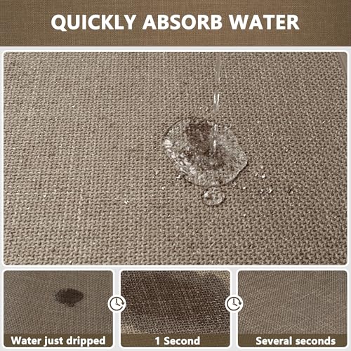 Ultra Thin Bathroom Rugs Non Slip Bath Mat 17" x 32" Bathroom Mat | Quick Dry Machine Washable Rugs Perfect for Shower, Camel - color: Dark Beige, size: Medium(17"x32")