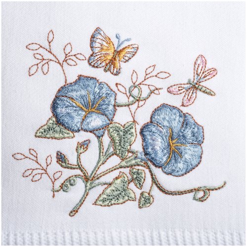 Lenox® Butterfly Meadow™ Embroidered Bath Towel, Blue Flower - size: Bath Towel