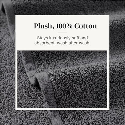 Modern Threads Pax 6-Piece Reversible Yarn Dyed Jacquard Towel Set - Bath Towels, Hand Towels, & Washcloths - Super Absorbent & Quick Dry - 100% Combed Cotton, Coal - color: Grey, style: Wide Stripe