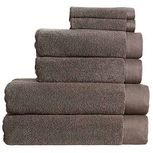Christy Luxe 6 Piece Towel Set | Soot Brown | Luxe Heavyweight 100% Turkish Cotton | Ultra Soft | Super Absorbent | 730GSM | 2 Bath Towels 2 Hand Towel 2 Face Cloths - color: Soot, size: 2 Bath, 2 Hand and 2 Face Towels