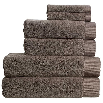 Christy Luxe 6 Piece Towel Set | Soot Brown | Luxe Heavyweight 100% Turkish Cotton | Ultra Soft | Super Absorbent | 730GSM | 2 Bath Towels 2 Hand Towel 2 Face Cloths - color: Soot, size: 2 Bath, 2 Hand and 2 Face Towels