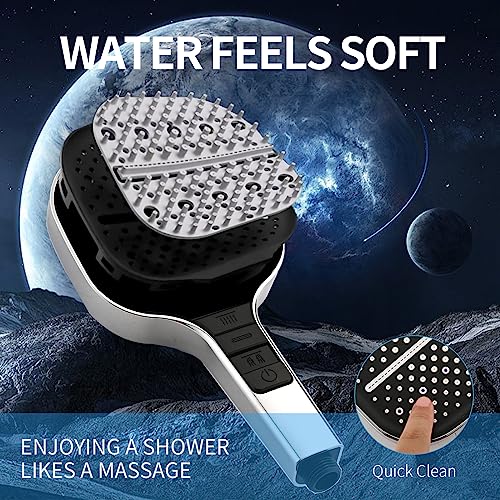 Handheld Shower Head with Extra Long Hose, 8 Setting Square Detachable Hand Held Spray with Upgrade Button & On Off Switch, 79" Hose - Chrome - color: Chrome