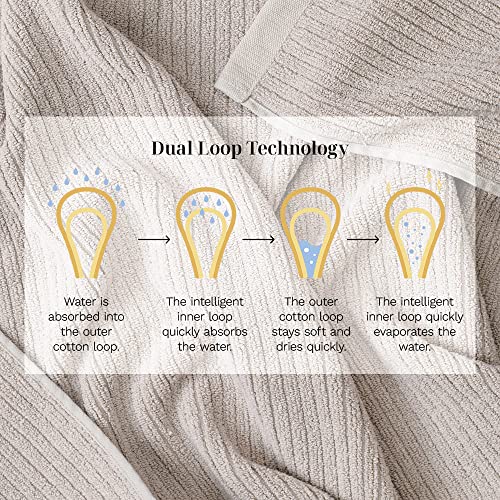 Luxury Performance 4-Piece Hand Towel Set | Patented Quick-Dry Tech | Ultra Soft | 16" W x 30" L | Oyster (Tan) - color: Oyster, size: 4 Hand Towels