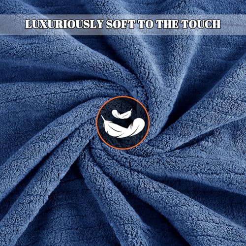 Bath Towels Set of 4 Extra Large 35 x 70 Inches,Luxury Thick High Absorbent and Quick Dry Bath Sheet,Ultra Soft Microfiber,Bathroom,Beach,Yoga,Sport,SPA,Fitness (Navy Blue) - color: Navy Blue, style: 4 Piece Bath Towels