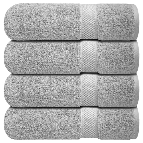 Infinitee Xclusives 100% Ring-Spun Cotton Bath Towels for Bathroom - Pack 4 | Luxury Super Soft, Absorbent & Quick-Drying |27x54 inches| Large Bathroom Towels Set |600 GSM| Gym, Shower, Spa & Hotel Use - color: Charming Grey, size: Bath Towels - 4 Pack