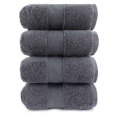 Maisonette Loft Egyptian Cotton Turkish Bath Towels, Soft, Absorbent, Ideal Quick Dry Large Luxury Bath Towel Set for Shower (30" x 58", 4 Pack), Grey - color: Grey, style: Bath Towel Set of 4 - 30 x 58