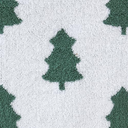 SKL Home Christmas/Winter Holiday Trees Bath Towel, Reversible, Green/White | 100% Cotton. 500 GSM weight. Soft & absorbent jacquard. Great for holiday gifting. - color: Holiday Trees, style: Bath Towel
