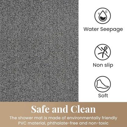 Shower Mat Bathtub Mat Non-Slip,24x24 inch, Soft Tub Mat with Drain,PVC Loofah Bath (Phthalate Free) for Tub and Bathroom,Quick Drying, Black - color: Black, size: 21" x 21" (Rectangular)