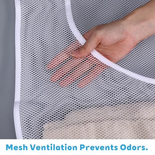 Portable Hanging Laundry Hamper, 28.74 X 18.89 Inches, Over the Door Laundry Basket, Wall Mounted Mesh Laundry Hamper, Large Foldable Laundry Bag for Dirty Clothes Storage, Door, Caravan, Bathroom