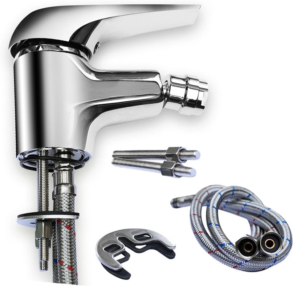 Bidet Faucet with Single Hole-Solid Brass Ceramic Valve Bidet Toilet Attachment for Hot and Cold Water (Chrome)