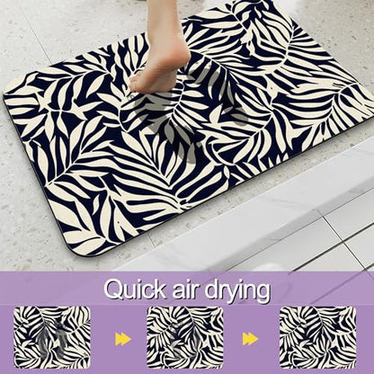 Black Leaves Bathroom Rugs, Fast-Absorbing Bath Mat, Quick-Dry Non-Slip Thin Rug for Bathroom Floor Kitchen 17"x30" - color: Black Leaves