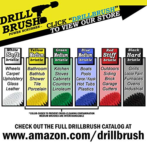 Car Detailing Drill Brushes - Crevice Cleaning Brushes for Household Use | Narrow Gap Cleaner Brush - Concrete Scrubbing Tool - Crevice Brush for Drill - Window Track Cleaning Tools - Gap Cleaner Kit - color: White, Red, Blue