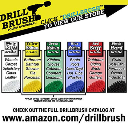 Car Detailing Drill Brushes - Crevice Cleaning Brushes for Household Use | Narrow Gap Cleaner Brush - Concrete Scrubbing Tool - Crevice Brush for Drill - Window Track Cleaning Tools - Gap Cleaner Kit - color: White, Red, Blue
