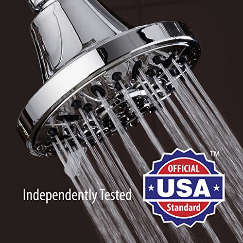 AquaDance Premium High Pressure 6-setting 4-Inch Shower Head for the Ultimate Shower Spa Experience! Officially Independently Tested to Meet Strict US Quality & Performance Standards – 1.8 GPM - color: Chrome, style: 1.8 Gallons Per Minute