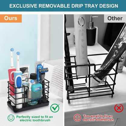 Toothbrush Holders for Bathroom,Black,Stainless Steel,Detachable,Tray,5 Slot - size: Large