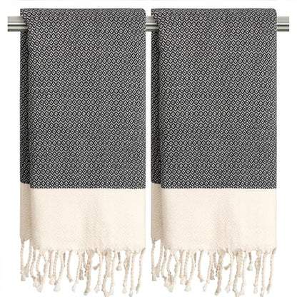 cabanana Hand Towels for Bathroom - 2-Pack,18x30 Inch-100% Cotton,Turkish Bathroom Hand Towels,Super Absorbent & Quick-Dry Soft for Bath, Kitchen, Spa, Face, Hair, Dishcloth (New Black) - color: Z Diamond Black