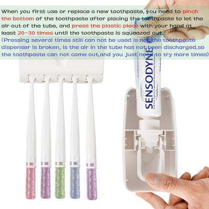 Toothbrush Holder and Toothpaste Dispenser Set | Automatic Toothpaste Squeezer Dispenser, Dispenser Toothpaste Squeezer Kit, Wall Mounted Bathroom Accessories (Black) - color: Black
