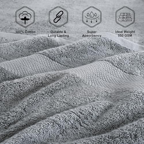 LANE LINEN Bath Sheets 100% Cotton 2 Pack Oversized Soft - Grey | Oversized Shower Sheets - Generously Sized, Oversized & Roomy, Lightweight & Breathable, Fade-Resistant Color - color: 04: Space Grey, size: 2 Piece Bath Sheets