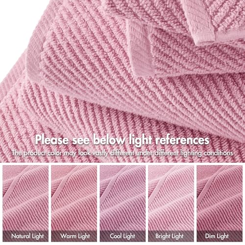 Madison Park 100% Zero Twist Cotton 6 Piece Bathroom Washcloth Set, Pink | 13" x 13" Bath Face Towels, 500 GSM Diagonal Ribbed Wash Cloths, Soft, Quick Dry, Highly Absorbent, Durable, Modern, OEKO TEX - color: Pink, size: 6 Piece Washcloth Towel Set