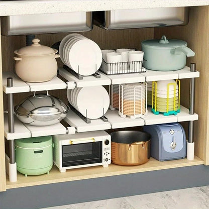 1 Stainless Steel Expandable Kitchen Sink Storage Rack Cabinet Storage Multi-layer Multifunctional Internal Layered Storage Rack(Monolayer 2pcs) - color: Monolayer 2pcs