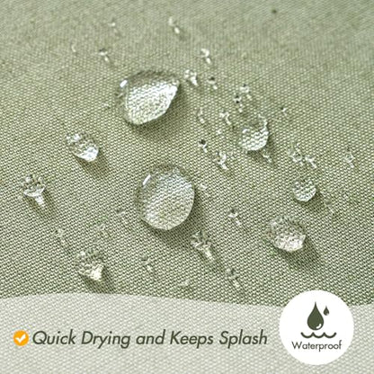 MIULEE Linen Buttonhole Fabric Shower Curtain Sage Green 72*72 Metal Hooks | Country Boho Farmhouse, Heavy, Shower Curtain Set, Thick Cloth Neutral Waterproof Curtains, Bathroom, Washable - color: Sage Green, size: 72"W x 72"L (Pack of 1)