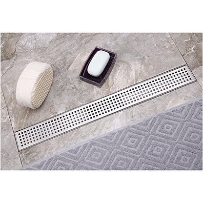 Neodrain 24" Linear Shower Drain, Brushed 304 SS Bathroom Linear Drain,cUPC | Brushed Nickel Shower Drain with Quadrato Grate& Adjustable Feet, Long Rectangle Shower Floor Drain in Bathroom, Balcony etc - color: Brushed Nickel, size: 24 In