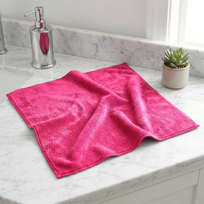 7PCS Hot Pink Microfiber Face Cloths, Dry Quickly and Reusable for Removing Makeup, Thick Absorbent Towel for Cleans Without Leaving Water Marks - color: Hot Pink