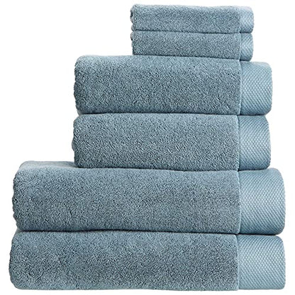 Christy Luxe 6 Piece Towel Set | Denim Blue | Luxe Heavyweight 100% Turkish Cotton | Ultra Soft | Super Absorbent | 730GSM | 2 Bath Towels 2 Hand Towel 2 Face Cloths - color: Denim, size: 2 Bath, 2 Hand and 2 Face Towels