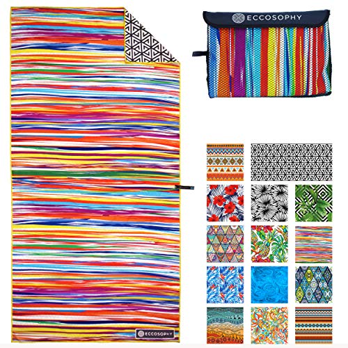 Microfiber Beach Towel - Quick Dry, Sand Free and Oversized 71x35 | Super absorbent, lightweight, swimming, gym, extra large, pool, cruise, camping, yoga, travel, compact, carry bag, vacation - color: Key West