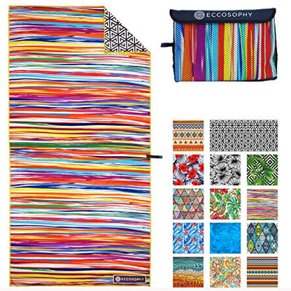 Microfiber Beach Towel - Quick Dry, Sand Free and Oversized 71x35 | Super absorbent, lightweight, swimming, gym, extra large, pool, cruise, camping, yoga, travel, compact, carry bag, vacation - color: Key West