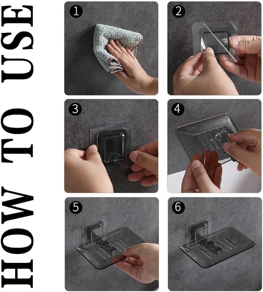 Wall Mounted Hollow Design, Waterproof Soap Stand Holder with Adhesive Sticker No-Drilling Soap Holder Ideal for Kitchen, Bathroom (Blue, 13.5x8.7cm) - color: Blue