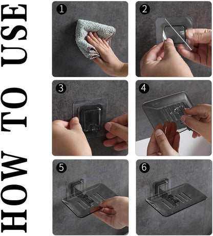 Wall Mounted Hollow Design, Waterproof Soap Stand Holder with Adhesive Sticker No-Drilling Soap Holder Ideal for Kitchen, Bathroom (Blue, 13.5x8.7cm) - color: Blue