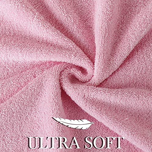 CRAFTBERRY- 6 Piece Cotton Bath Towel Set- 2 Bath - 2 Hand - 2 Face, Pink | 100% Cotton • Thick & Plush • Hotel Quality • Ultra Soft • Highly Absorbent • Quick Dry • Low Lint • Machine Washable - color: Pink