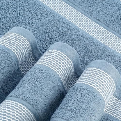 CASA COPENHAGEN Solitaire 6 Pieces Towel Set- Dusty Blue, 600 GSM 2 Bath Towel 2 Hand Towel 2 Washcloth, Designed in Denmark Made of Soft Egyptian Cotton for Bathroom, Kitchen & Shower - color: Solitaire - Dusty Blue, size: 6Pcs Towel Set