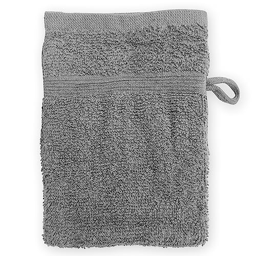 High Rise Stripe 6 Pack 6 x 8.5 Wash Mitt Set, Low Twist, Highly Absorbent, Gentle Hand and Face Cloth, European Style with Loop, Grey - color: Grey