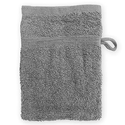 High Rise Stripe 6 Pack 6 x 8.5 Wash Mitt Set, Low Twist, Highly Absorbent, Gentle Hand and Face Cloth, European Style with Loop, Grey - color: Grey