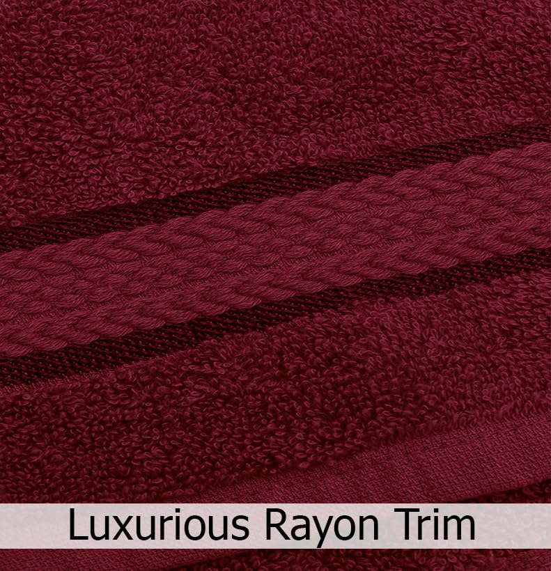COTTON CRAFT Ultra Soft 6 Piece Towel Set - 100% Cotton Towels - Burgundy | Absorbent 580 GSM Quick Dry Everyday Premium Luxurious Bathroom Towels - 2 Large Bath Towels, 2 Hand Towels, 2 Washcloths - color: Burgundy