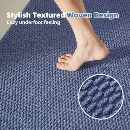 TYUU Bathroom Rugs Non Slip Washable, Super Absorbent Thin Bath Mat Small Quick Dry Low Pile Bathroom Rug, Denim Blue 16"x24" - color: Denim Blue01, size: 1'4" X 2' (Rectangular)