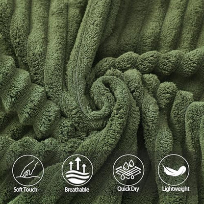 3 Pack Bath Towel Set, 40"x80" Oversized Bath Sheet, Olive Green | Ultra Soft Microfiber, Lint Free, Quick Dry, Highly Absorbent, Full Body Coverage, 1 Bath Sheet, 1 Hand Towel, 1 Washcloth - color: Olive Green, size: 3 Piece Towel Set