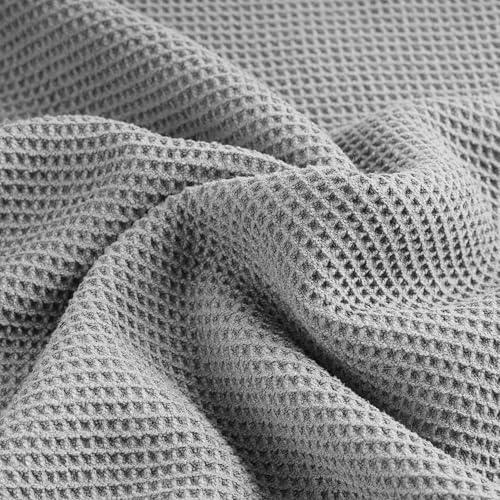 POLYTE 380 GSM Poly Blend Microfiber Quick Dry Waffle Bath Towel, 30x60 in | 2 Pack, Oversize, Lint Free, Body Towel - color: Light Gray